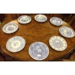 Six Spode "Blue Room" plates and a calendar plate