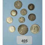 A quantity of silver content coins including: silver threepences 1922, 34, 40 and 52 (Australia)