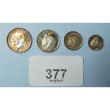 Maundy set (loose) of George V coins 1919, penny through fourpence - Condition: VF - EF