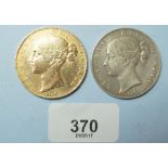 Two silver, Victoria young head crowns: 1844 with star stops on edge, 1847 XI edge - Condition: Fine