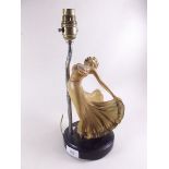 A 1930's plaster table lamp in form of a woman, a/f - 33cm total height