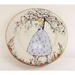 A Rosenthal porcelain plate painted young girl standing under a tree - 30cm