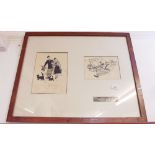 Two framed 1940's cartoons