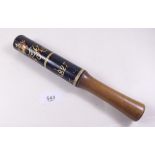 A Regency painted wood short police truncheon dated 1827, with Royal Coat of Arms