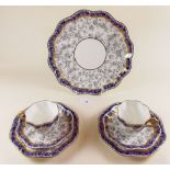 Four Coalport tea cups and six saucers, six tea plates and a cake plate