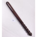 A Victorian turned rosewood police truncheon