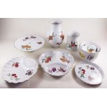A group of Royal Worcester Evesham including vase, two souffle dishes, comport, shell dish,