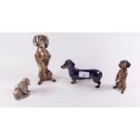 Two Rosenthal dachshunds 18cm and 11.5cm, a Doulton one and a B & G puppy dachshund -7.5cm