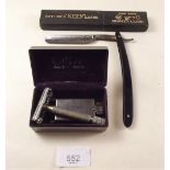 A Butlers 'Keen' cuthroat razor - boxed, and a Gillette 'Safety Razor'