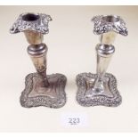 A pair of small silver candlesticks - 12cm - Birmingham 1904