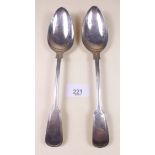 A pair of Georgian silver table spoons - 134g