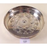 A small silver plated tray embossed fish - 18cm dia