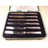 A set of six silver handled tea knives by T Weir and Sons, Dublin 1936 - cased