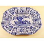 A Victorian blue and white meat plate by John & William Ridgeway, marked J & W R