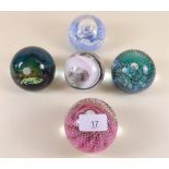 Five Caithness paperweights all boxed