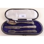 A silver Christening set - boxed