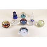 Nine glass paperweights, mainly Caithness