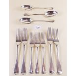 A group of three silver spoons and seven forks, various dates - 17ozs