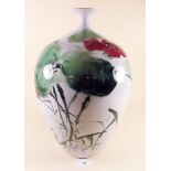A large pottery vase painted flowers - 39xm