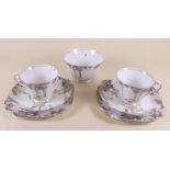 A Lawley's tea service comprising six cups and saucers, five teaplates and sugar