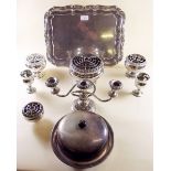 A box of silver plated items