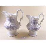 Two Victorian white jugs with applied decoration