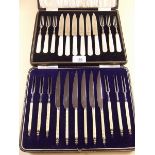 Two silver plated dessert cutlery sets - cased