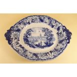 A Victorian blue and white meat plate 'Metropolitan Scenery' Kingston Upon Thames