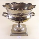A large silver plated punch bowl on pedestal base - 30cm tall