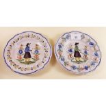 A pair of small Quimper plates painted by Henriot c1920 - 16cm