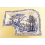 An early 19th century Davenport blue and white 'L' shaped dish