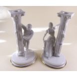 A pair of Franklin Mint candlesticks 'Romeo and Juliet' - 25cm