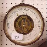 A French small gilt metal framed barometer 14.5cm diameter