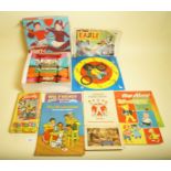 A Chad Valley Golly Hoopla game, various magic painting books, Sooty jigsaw and set of vintage