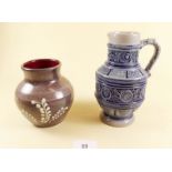 A Simon Peter Gerz jug - 17cm and a studio pottery vase