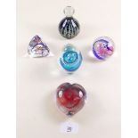 A group of five various paperweights including one Caithness