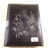 A Victorian black lacquer photo album and contents including 'Carte de Visite' portraits