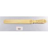 A Victorian carved ivory paper knife