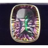 A silver mystic topaz ring, size j