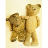 Two early 20th century large teddy bears