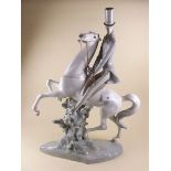 A large Lladro group of gentleman in top hat and tails on horseback - 50cm tall