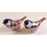 A pair of Royal Crown Derby Coal Tit paperweights - both boxed