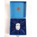 A Bilston enamel egg 'Forget Me Not' - boxed with paperwork and stand