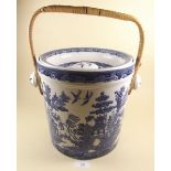 A Wedgwood blue and white 'Willow' toiletry pail (lid repaired)