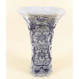 A Delft vase painted stylised flowers, 23cm - marked LPK for De Lampetkan