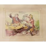 A coloured etching after Gillray 'God Save the King' published by H Humphrey 1795 - 25 x 33cm