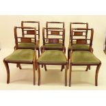 A set of six Regency style rope twist back dining chairs with brass inlay