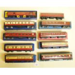 Eight various Hornby Dublo coaches, boxed - including two D3 Corridor LMS, three D11 Corridor BR,
