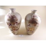 A pair of Victorian vases painted blackberries - 26cm