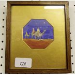 An octagonal watercolour The Three Wise Men - 7.5cm